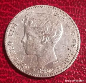 Münzen von Spanien: Moneda de 1 peseta de 1901 Alfonso XIII - España - Plata - 19* 01*